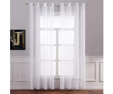 MIULEE Cortinas Poliéster Translucida de Dormitorio Moderno Ojales Cortina Ventana Visillos Salon para Sala Cuarto Dormitorio Comedor Salon Cocina Salón de 2 Unidades 140 x 245cm Blanco