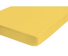 Biberna 77866/539/341 - Sábana bajera ajustable elástica, jersey 97% algodón y 3% elastano, ultrasuave e extensible, para una cama de 140 x 200 cm, hasta 160 x 220 cm, ideal para las camas de agua, color amarillo oscuro