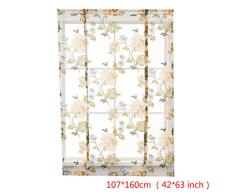 Fornateu Cocina Pura Flor del Peony Romana Ventana Cortina Cenefa Semi Transparente Gasa Cortinas Tratamiento de Ventanas