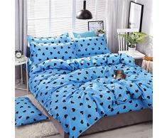 Fansu Juego de Ropa de Cama 4 Piezas, Microfibra Fundas de Edredón Incluye 1 Funda Nórdica y 1 Sábana encimera 2 Funda de Almohada (150x200cm-1.5M,Azul)