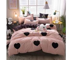 Fansu Juego de Ropa de Cama 4 Piezas, Microfibra Funda de Edredón Sábana Funda de Almohada Cremallera Diseño Funda de Almohada Conjunto De Edredón Hoja Plana (200x230cm,Satisfactorio)