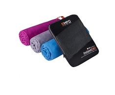 EMPO Toalla Grande Microfibra de 140cm x 80cm Toalla Deportiva con Bolsa para traslado – Súper Absorbente, de Secado rápido, compacta y Liviana, máximo Confort – de Color Gris