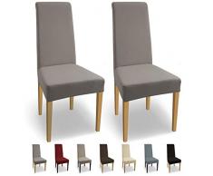 SCHEFFLER-Home Natalie 2 Fundas de sillas, Estirable Cubiertas, Algodón extraíble Funda con Banda elástica, Topo