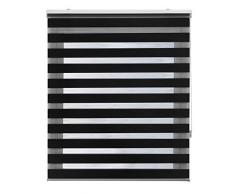 Estor noche y día enrollable a medida BASIC tejido color negro. Medida 135cm x 250cm para ventanas y puertas
