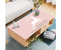 Xyanzi Manteles Alfombrilla de Escritorio de PVC de Dibujos Animados para Niños de Ciervo Blanco Mantel de Cristal Impermeable Alfombras de Escritorio de Comedor de Plástico A Prueba de Aceite y Anti