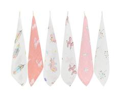 LifeTree Suave Toallas de Lavabo, Toallas de Muselina para Bebés, 27 X 27cm Toalla Facial Bebe, Toallitas, Pañuelo Para Niños Pack de 6