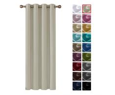 Deconovo Opaca Cortina Térmica Aislante y Ruido Reducción con Ojales 140 X 260 Cm Beige