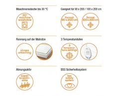 Beurer TS15 Calientacamas individual con tiras de sujeción, transpirable, tacto suave, lavable, 3 potencias, display iluminado, cama individual, 80x150cm, blanco