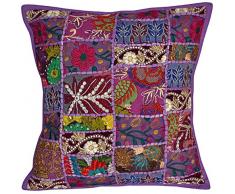 NANDNANDINI - Funda de cojín india hecha a mano bohemia hippie patchwork decoración hogar fundas de almohada manta almohadas