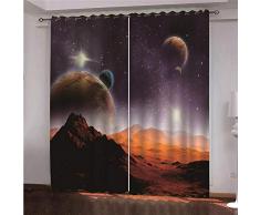 LOVEKKK Blackout Curtain Cielo Estrellado Cortina Ocultante con 8 Ojales Suave para Ventanas de Habitación Infantil, 100% Poliéster, 2 Piezas 140x175cm(An x Al)