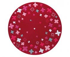 Esprit - Alfombra redonda, color rojo, Poliacrílico, rosso, 100cm x 100cm rund