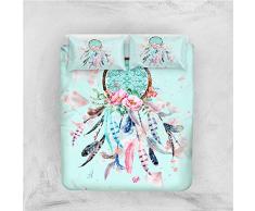 Fansu 3D Juego de Ropa de Cama, 3 Piezas Cremallera Diseño de Impresión Microfibra Poliéster Funda de Edredón*1pcs, Funda de Almohada*2pcs Cama 90/135/150 (220x240cm,Atrapasueños Azul)