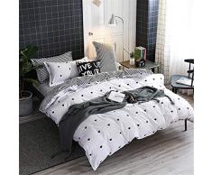 Fansu Elegante Juego de Ropa de Cama de 4 Piezas Juego de Fundas de Edredón Incluye 1 Funda Nórdica y 1 Sábana encimera 2 Funda de Almohada (Cama 90-150x200cm,Corazon - Blanco)