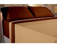 JUEGO SÁBANAS CREMA-MARRON VERANO 3X PIEZAS cama 90/190-200 MICROFIBRA (fácil planchado y duradera) sábana bajera ajustable, funda almohada y encimera PACK CALCETINES MARCA REGALITOSTV
