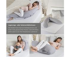 Theraline Cojín de lactancia y maternidad Dodo Pillow Premiun - 180 cm / Funda 100% algodón - Relleno: microperlas, sin sustancias nocivas, lavable a máquina - puntos grises