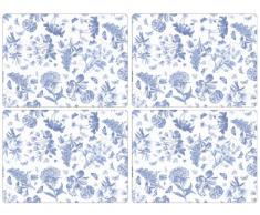 Portmeirion Botanic - Juego de manteles Individuales (tamaño Grande, 4 Unidades), diseño de Flores, Color Azul y Blanco