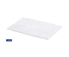 AmazonBasics - Alfombra de baño, de espuma viscoelástica y rizo de chenilla, Blanco, 50 x 80 cm, Pack de 2