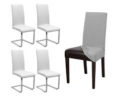 Beautex - Funda para Silla Jersey, Juego de 4, elástica, algodón, bielástica, Color a Elegir, algodón, Blanco, OneSize Stretch