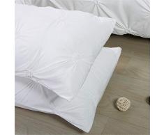 CHAOSE Juego de Sábanas Color Sólido, Hotel, hogar Especial Funda Nórdica de Algodón y poliéster 3 Piezas (1 Funda Nórdica + 2 Funda de Almohada) (Blanco, (220 x 240cm+2/70x50cm) - Cama de 150/160)