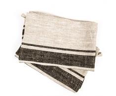47 x 70 cm Provence LinenMe trapo de cocina de lino Natural diseño a rayas, juego de 2, negro