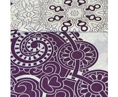 Just Contempo Juego de funda nórdica y funda de almohada reversible, diseño floral, mezcla de algodón, morado y crema, funda de edredón doble King size