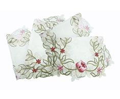 Sin marca 42cmx29cm Mantel Bordado Calado de pequeñas Flores Rojas tapicería para Boda casa (4 Unidades)