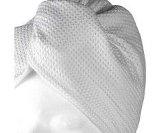 ELEXCARE Toalla Turbante de Microfibra Absorbente para un rápido Secado de Pelo (Paquete de Toallas, 2 Unidades, Blanco, ca. 28x65 cm). Todo Tipo de Cabello.