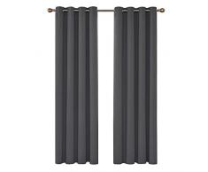 Deconovo Cortina Opaca para Habitación Dormitorio Moderno Térmica Aislante con Ojales 2 Piezas 140 x 260 cm Gris Oscuro