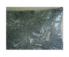Silver Touch - Decorativa Funda de Cojin 30 x 40 cm, Rectangle/Lumbar Plata Seda Lentejuelas