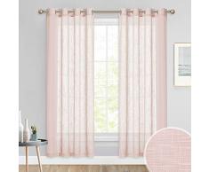 PONY DANCE Cortina Decorativa Semitranslucida con Ollaos con Estilo Simple Elegante Respeta Privacidad de Color Rosado 132 CM x 180 CM(An x Al) 2 Pieza