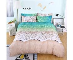 Fansu Juego de Ropa de Cama 3 Piezas Poliéster Microfibra Fresco Estilo Juego de Fundas de Edredón Incluye 1 Funda Nórdica y 2 Funda de Almohada (200x200cm,Playa Verde)