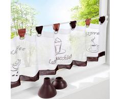 SIMPVALE 1 pieza Lino y algodón café corto cortina cocina cortina Valance,45cm (longitud) x140cm (anchura)