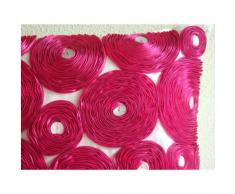 Vintage Joy - Decorativa Funda de Cojin 55 x 55 cm, Square Fuchsia Pink Seda Satén Bordado de La Cinta