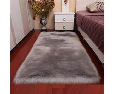Insun Alfombras de Pelo Largo Alfombra de imitación de Piel de Cordero Mullida Alfombra Rectangular para Salón Dormitorio Sofá Silla Cojín Gris 60x150cm
