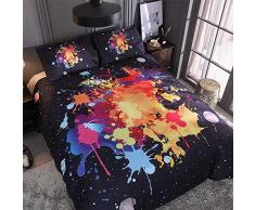 CHAOSE Juego de Sábanas Color Graffiti Funda Nórdica de Algodón y poliéster 3 Piezas (1 Funda Nórdica + 2 Funda de Almohada) (Colorido Cielo Estrellado, (220 x 240cm+2/70x50cm) - Cama de 150/160)