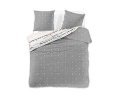 DecoKing Premium - Ducato Collection - Juego de ropa de cama reversible - Funda de edredón y 1 o 2 fundas de almohada - Algodón satinado - Con cremallera, algodón, gris, 230 x 220 + 50 x 75 *2
