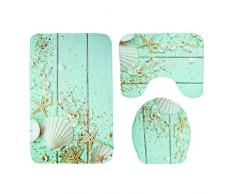 OUNONA 3PCS Juego de Alfombra de baño Lavabo Antideslizante y Funda para el Asiento del Inodoro
