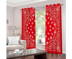 LOVEKKK Blackout Curtain Patrón Rojo Cortina Ocultante con 8 Ojales Suave para Ventanas de Habitación Infantil, 100% Poliéster, 2 Piezas 140x175cm(An x Al)