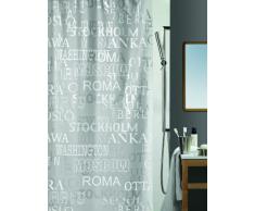 Spirella Cities - Cortina de ducha de plástico (180 x 200 cm), color plateado/blanco