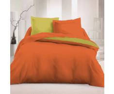 Orange & Green (Naranja y Verde) - SoulBedroom Juego de cama, 100% Algodón (funda de edredón reversible 150x200 cm y 2 fundas de almohada 50x75 cm)