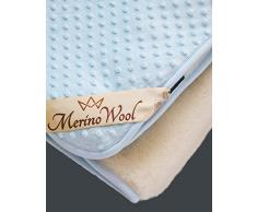 Cálido & Natural ! CACHEMIRA Niño AZUL bebé Manta / MINICUNA Edredón Merina cuna manta 75 x 100 cm , Muy Suave y Confortable !