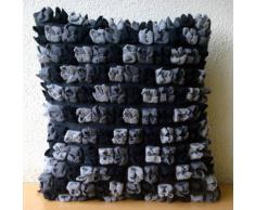 Midnight Punch - Decorativa Funda de Cojin 45 x 45 cm, Square Negro Fieltro Textura