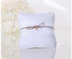 16 x 16 cm cojín blanco crema punta naranja cojín en forma de anillo de boda almohada yute cinta raso PKWM2