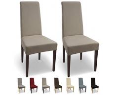 SCHEFFLER-Home Natalie 2 Fundas de sillas, Estirable Cubiertas, Algodón extraíble Funda con Banda elástica, Beige