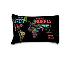 Fansu Juego de Ropa de Cama 3 Piezas Microfibra Mapa del Mundo Juego de Fundas de Edredón Incluye 1 Funda Nórdica y 2 Funda de Almohada (Cama 150/160-220x240cm,Mapa - Negro)