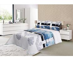 ForenTex - Colcha Boutí, (X-2688), Reversible, Color Azul, Cama 150 cm, 250 x 260 cm