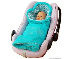 ByBoom® - Manta para entretiempo y verano con patrón, para portabebés, asiento de coche, por ejemplo para Maxi-Cosi, Römer, para cochecito, portabebés, por ejemplo, Manduca Color: Aqua