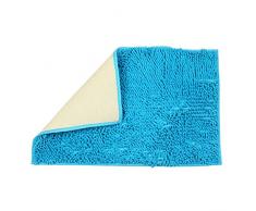 ele ELEOPTION Suave Shag Alfombra de baño Alfombra Cocina Puerta Puerta Pies Estera Tira Antideslizante Absorbente Felpudo Alfombras de baño Ducha Alfombra Peluda - 60 x 90 cm, Azul