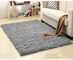 Alfombra Shaggy de Pelo Largo Soft Antideslizante Sala de Estar Sofá o Dormitorio Alfombras Suaves Alfombra del Piso Plateado Gris 120cm x 200cm
