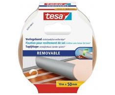tesa Cinta para Moquetas Removible Sin Dejar Residuos - Cinta Doble Cara para Fijar Alfombras y PVC - Adhesivo Textil Reforzado para Evitar Deslizamiento de Alfombras, 10 m x 50 mm